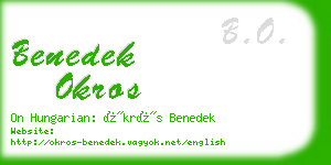 benedek okros business card